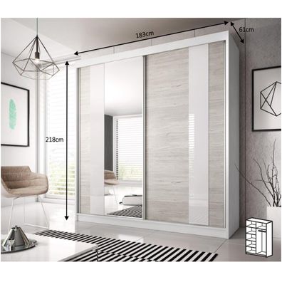 KONDELA Multi 32 šatníková skriňa 183x218 cm dub kathult svetlý / biela