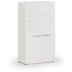 Kombinovaná kancelárska skriňa PRIMO WHITE, dvere na 2 poschodia, 800 x 420 x 1434 mm, biela