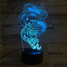 3Dmix 3DL-BTC030 – 3D LED nočná lampa - Lebka s hadom (Bluetooth reproduktor - farba čierna)