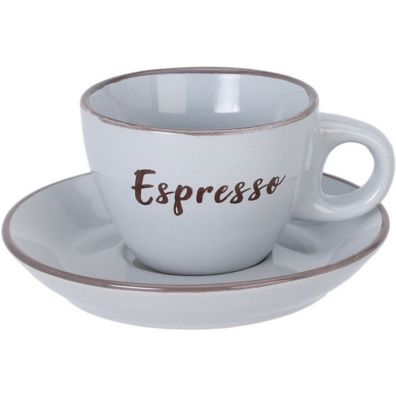 Kameninová šálka s podšálkou Espresso, 100 ml, svetlosivá