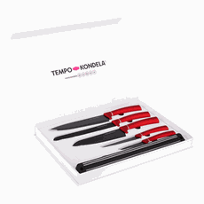TEMPO-KONDELA LONAN, sada nožov s magnetickým držiakom, 6 ks, červená