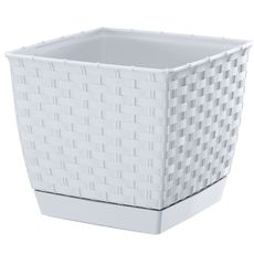Prosperplast Ratolla Square biely kvetináč, varianta 16,5 cm