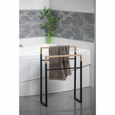 SAPHO Ska308 Ska stojan na uteráky 55 x 80 x 20 cm, čierna mat/dub