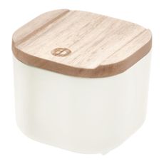 Biely úložný box s vekom z dreva paulownia iDesign Eco, 9 x 9 cm