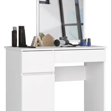 Ak furniture Kozmetický stolík so zrkadlom P-2 II 90x50 cm biely ľavý