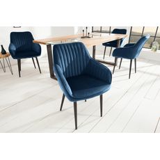 Estila Retro štýlové kreslo Null 84cm modré s opierkami na ruky