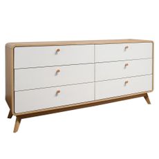 Nízka komoda v dekore duba v bielo-prírodnej farbe 150x74 cm Caitlin – Støraa