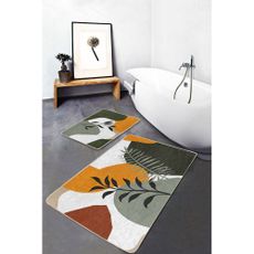 Zelené zamatové kúpeľňové predložky v súprave 2 ks 60x100 cm Illustrated Autumn – Mila Home