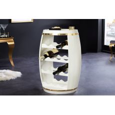 Estila Dizajnová vinotéka Crawley v art-deco štýle v tvare suda biela so zlatými detailami 63 cm