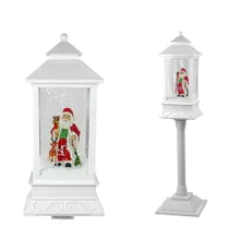 LEAN TOYS Vianočná pouličná lampa s Mikulášom 2v1 biela
