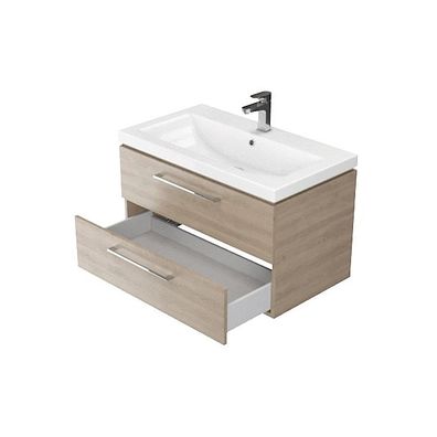 Cersanit S801-154-DSM - Závesná kúpeľňová skrinka s umývadlom ELODY 80 cm orech
