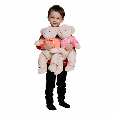Plyšový medvedík, smotanová/oranžová, 45cm, MADEN BOY TYP1