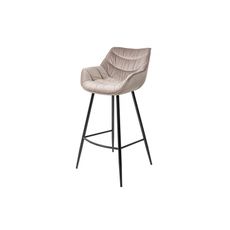 Estila Retro barová stolička Ima v zamatovej šampanskej farbe s čiernou kovovou konštrukciou 105cm