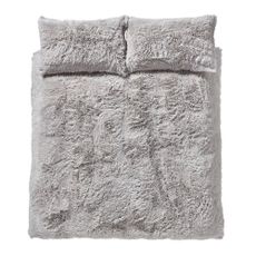 Sivé predĺžené obliečky na dvojlôžko 230x220 cm Cuddly Deep Pile - Catherine Lansfield