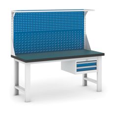 Pracovný stôl do dielne GB s nadstavbou a závesným boxom na náradie, 1800 mm