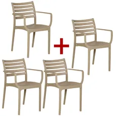 Plastová bistro stolička SLENDER, béžová, 3+1 ZADARMO