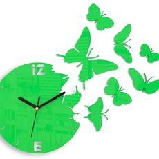 ModernClock 3D nalepovacie hodiny Butterflies zelené