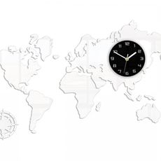 ModernClock 3D nalepovacie hodiny Mapa sveta biele