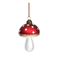 Sklenená ručne vyrobená vianočná ozdoba 9 cm Mushroom – Sass & Belle