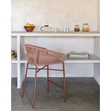 Záhradná barová stolička s výpletom vo farbe terakota Kave Home Yanet, výška 85 cm
