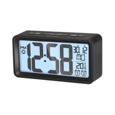 Sencor - Budík s LCD displejom a teplomerom 2xAAA čierna