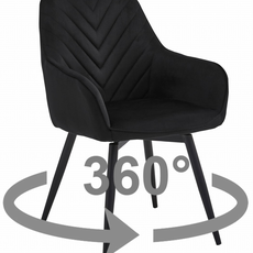 Otočné jedálenské kreslo NANA360 VELVET, čierne