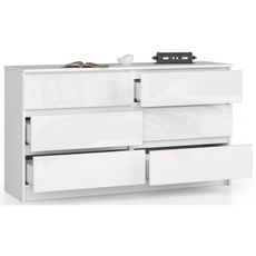 Komoda K120 6SZ CLP-lesklá biela