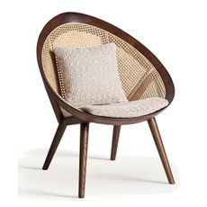 Estila Luxusné art deco geometrické hnedé atypické kreslo Mari s viedenským ratanovým výpletom a masívnym rámom s béžovým poťahom 88 cm