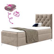 Boxspringová posteľ, 90x200, béžová látka Velvet, pravá, GULIETTE + darček
