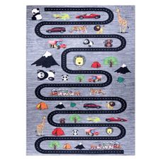 Dywany Łuszczów , Detský kusový koberec Bambino 2092 Streets cars anthracite, 120x170, viacfarebná, detská izba
