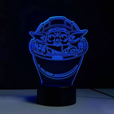 3Dmix 3DL-BTC048 – 3D LED nočná lampa - Baby Yoda (Star Wars – Mandalorian) (Bluetooth reproduktor - farba čierna)