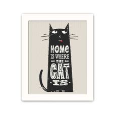 Wallity Nástěnný obraz Cat 23,5x28,5 cm černobílý