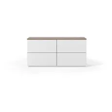 Biela komoda so zásuvkami a doskou v orechovom dekore, 120 x 54 cm Join - TemaHome