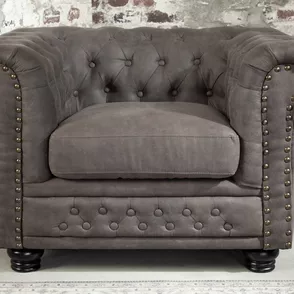 Luxusné kreslo Chesterfield Vintage sivé