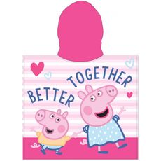 Dievčenské pončo - osuška s kapucňou Prasiatko Peppa - motív Better together - 55 x 110 cm / pre deti 3 - 6 rokov