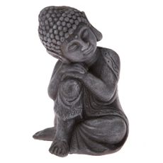 Betónová soška Budha, tm. šedá, 16 x 11 x 12 cm