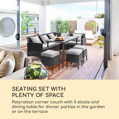 Blumfeldt Titania Dining Lounge Set, záhradné sedenie, súprava, čierna/svetlosivá