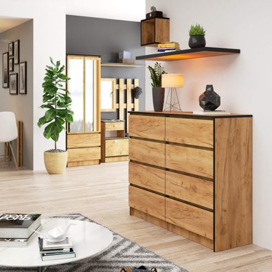 Komoda K120 8SZ CLP - remeselný dub