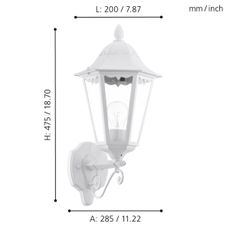 Eglo 93446 - Vonkajšie nástenné svietidlo NAVEDO 1xE27/60W/230V IP44