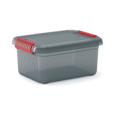 Sivý plastový úložný box s vekom 39x29x18 cm K Latch Box – KIS