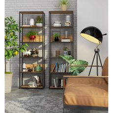 Regál 60 cm, čierna/remeselný dub