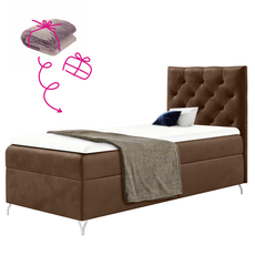 Boxspringová posteľ, 90x200, hnedá látka Velvet, pravá, GULIETTE + darček