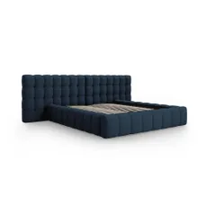 Tmavomodrá čalúnená dvojlôžková posteľ s úložným priestorom a roštom 180x200 cm Mamaia – Micadoni Home