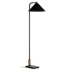 Estila Art deco vysoká kovová čierna stojaca lampa Zar s kovovým tienidlom a mramorovou podstavou so zlatými detailmi 153 cm