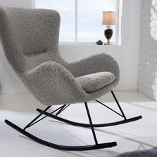 Hojdacie kreslo Scandinavia Swing šedá plyšová látka