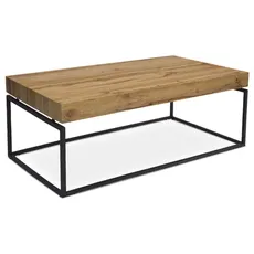 Stůl konferenční, 110x60x43 cm, deska MDF, dekor divoký dub, kov - černý mat