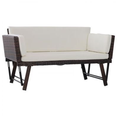 Záhradná polyratanová dvojmiestna lavica 129 x 66 x 79 cm | hnedá
