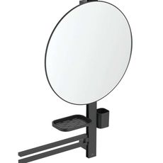 Ideal Standard ALU+ - Zrkadlo s držiakom uterákov, poličkou a pohárikom na kefky a pastu, hodvábna čierna BD587XG