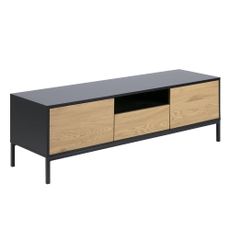 TV stolík v dekore duba v čierno-prírodnej farbe 140x45 cm Seaford – Actona