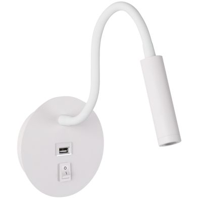 Brilagi - LED Flexibilná nástenná lampa s USB portom MAYA LED/3W/230V biela